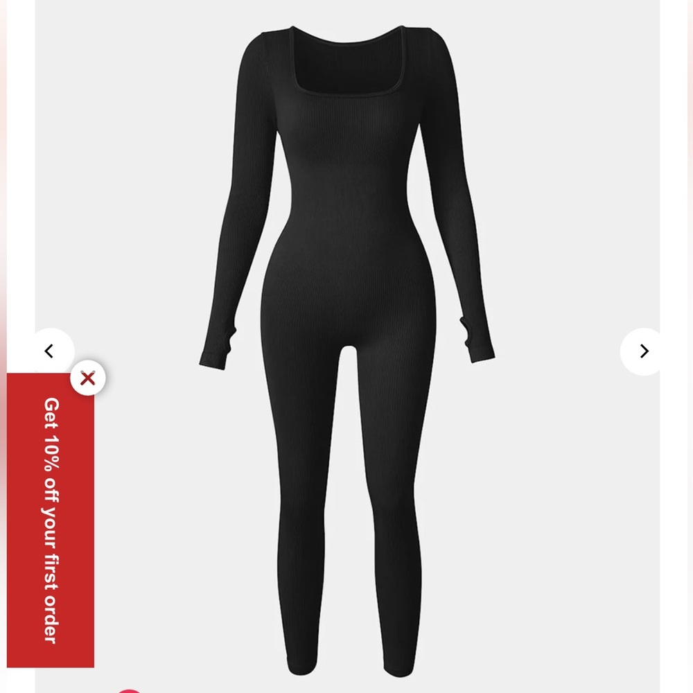 Athletic Black Long Sleeve Jumpsuit